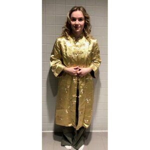 PREOWNED VINTAGE UNBRANDED OR HANDMADE ASIAN SILK JACKET COAT LONG BLAZER SIZE 8